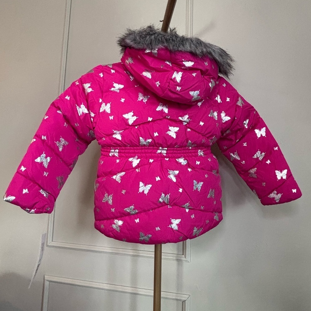 Rothschild Puffer Jacket with Silver Butterflies Pink MSRP $75